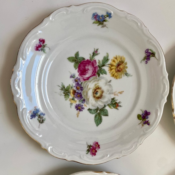 4 Mitterteich Bavaria 'Meissen Floral' desert plates - Picture 5 of 7